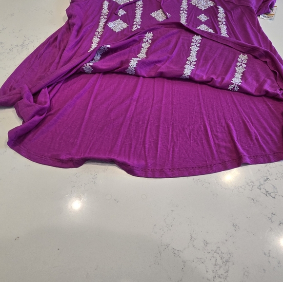 INC Concepts Magenta Embroided Boho Style Knit Tunic Blouse Top Womens Plus 3X - Picture 13 of 14